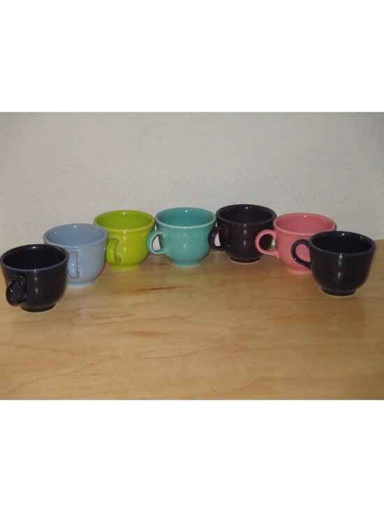 Fiesta Other - Fiesta Ware Lot of 7 Tea Coffee Cup Mixed Colors Made in USA 3.5" X 2.75" Good